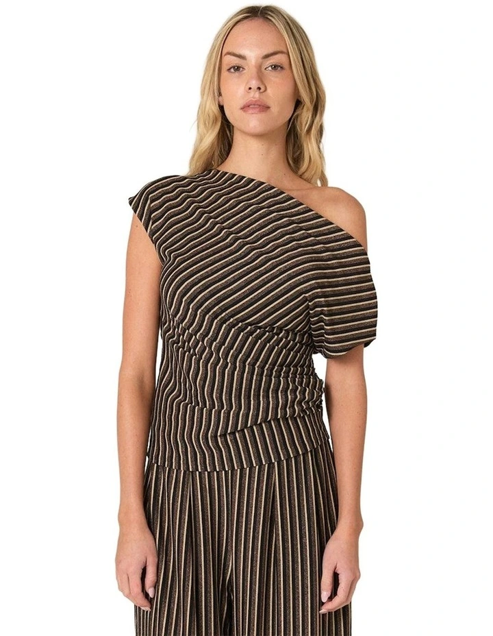 Everlyn Metallic Jersey Top in Multicolour image 1