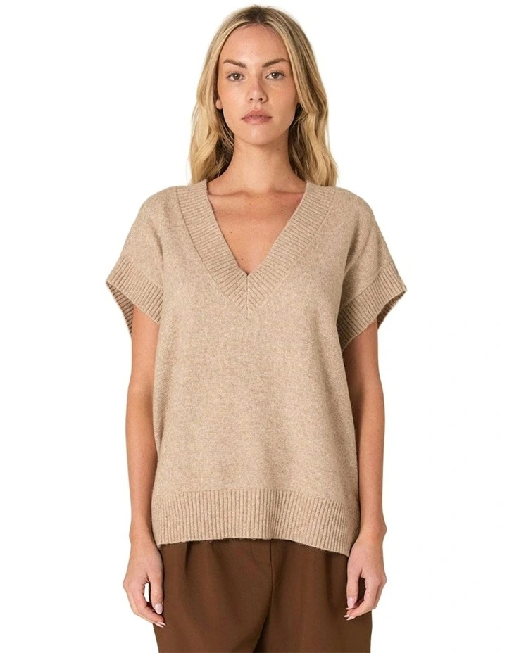 Rae V-Neck Vest in Brown Marle image 1