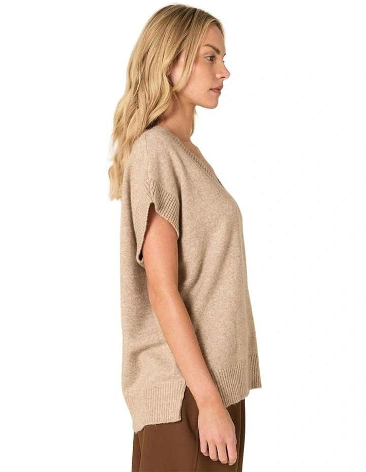 Rae V-Neck Vest in Brown Marle image 3