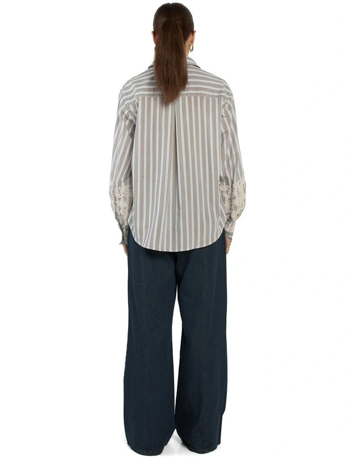 Paloma Striped Embroidered Shirt in Blue Stripe image 2