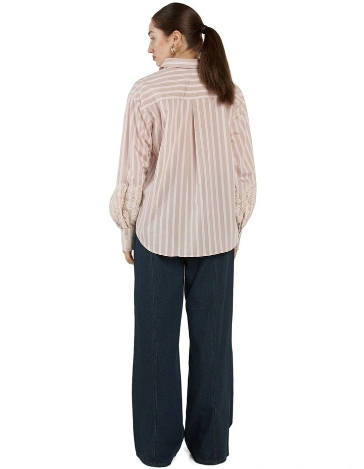 Paloma Striped Embroidered Shirt in Pink image 2