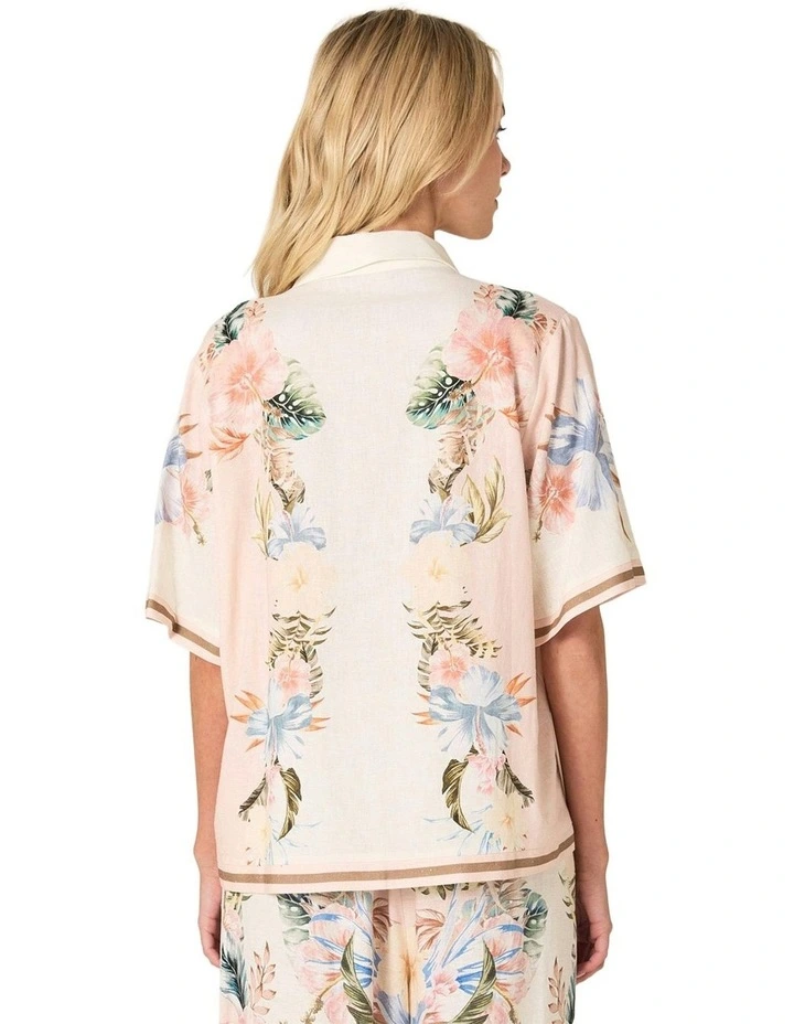 Solara Placement Print Collared Shirt in Pink Print image 2