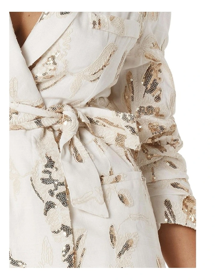 Ines Sequin Linen Blazer in Ecru image 5