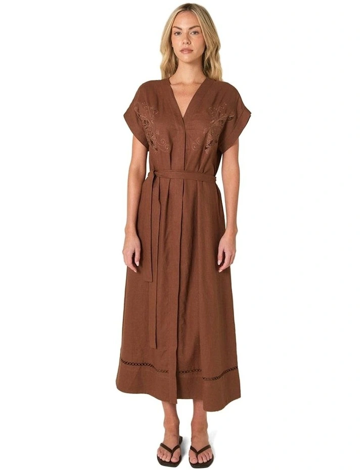 Aven Embroidered Dress in Cinnamon image 1