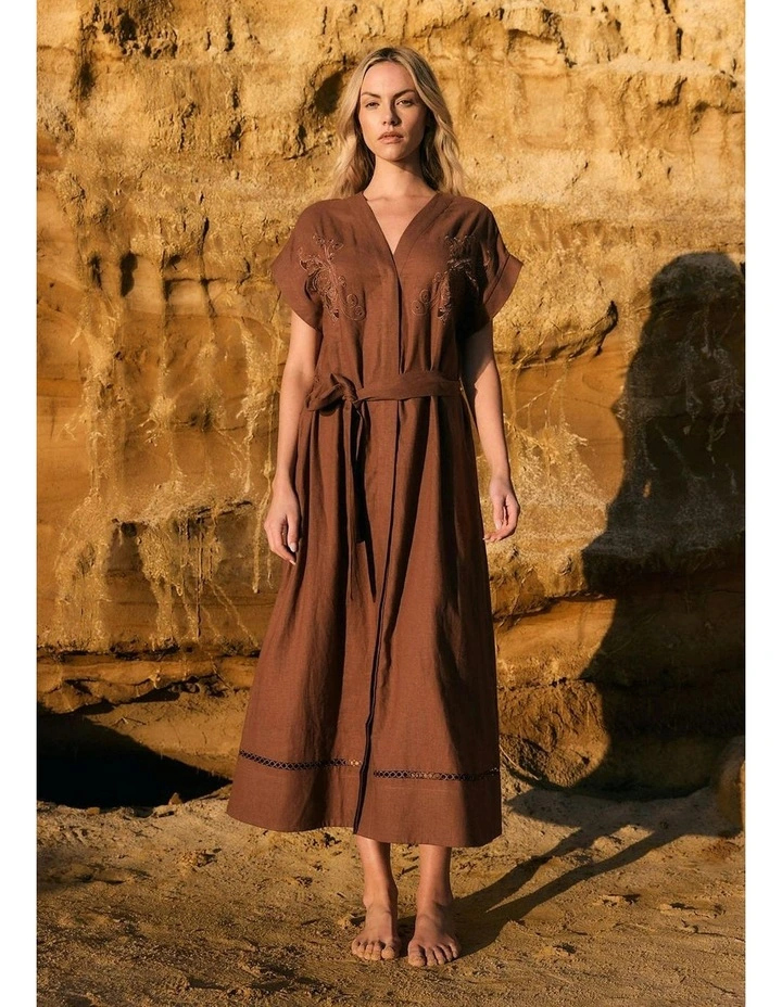 Aven Embroidered Dress in Cinnamon image 5
