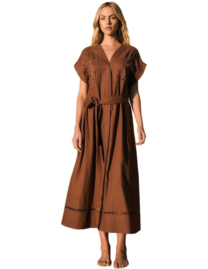 Aven Embroidered Dress in Cinnamon image 5