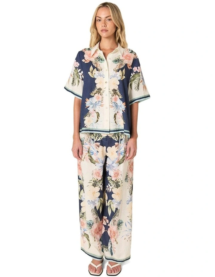 Solara Placement Print Collared Shirt in Navy Print image 2