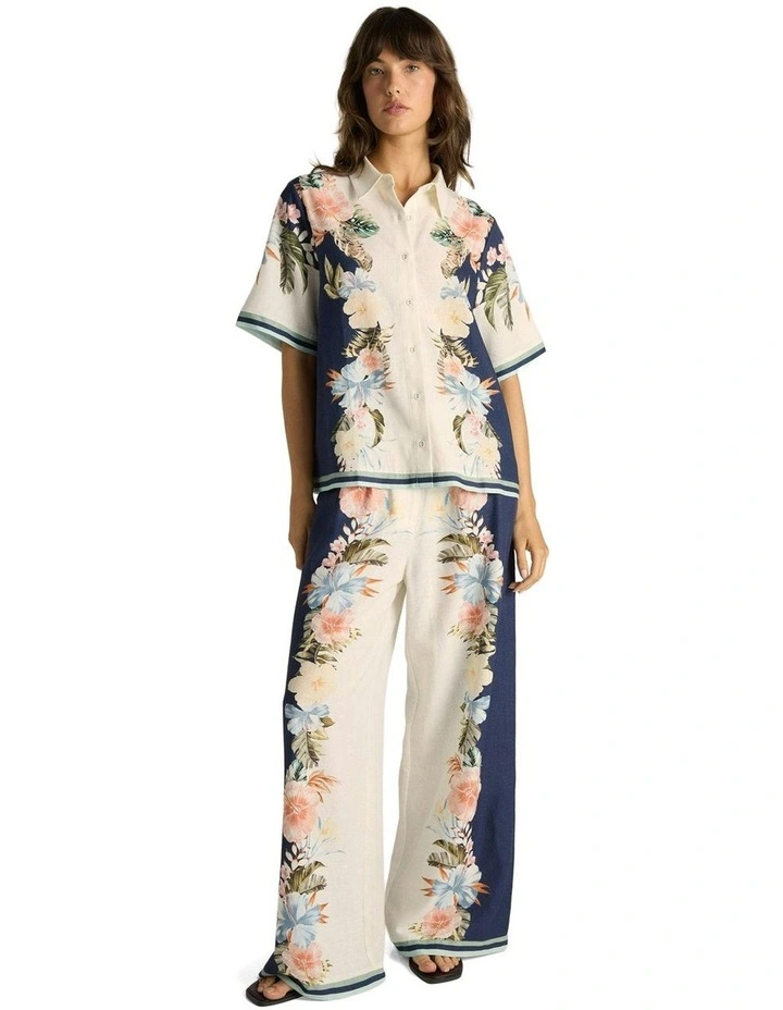 Solara Placement Print Collared Shirt in Navy Print image 6