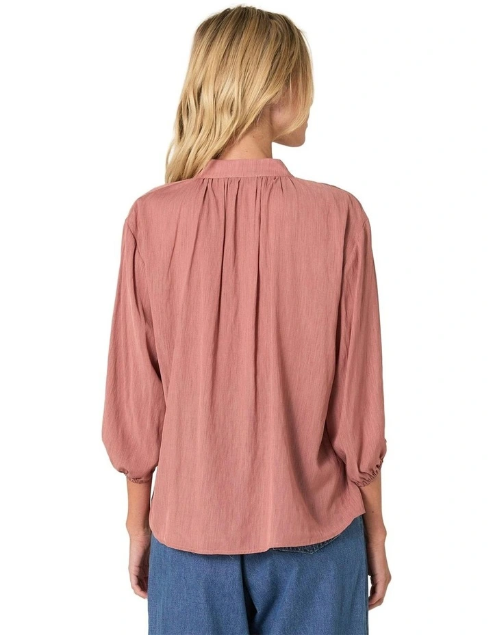 Shae Split Neck Blouse in Terracotta image 2