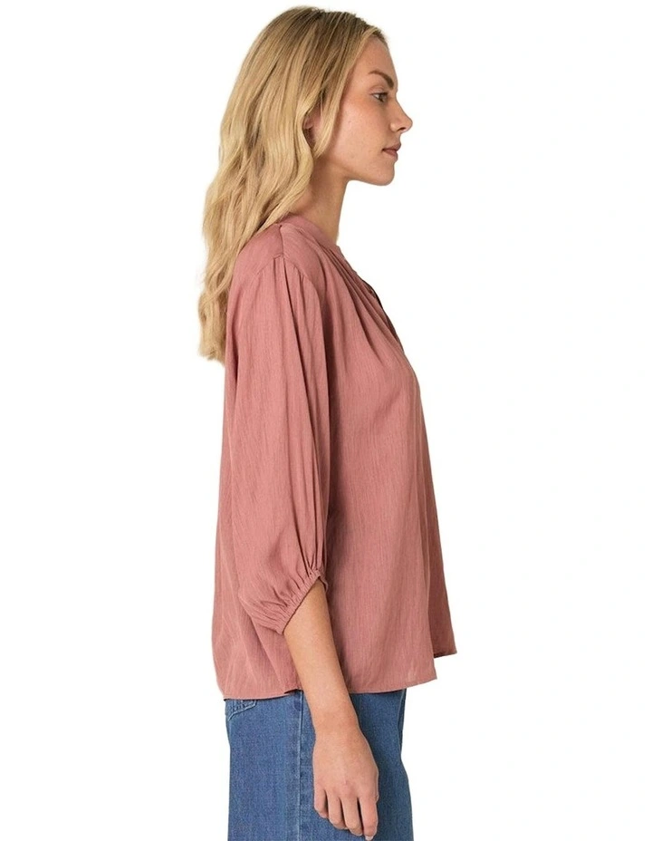 Shae Split Neck Blouse in Terracotta image 4