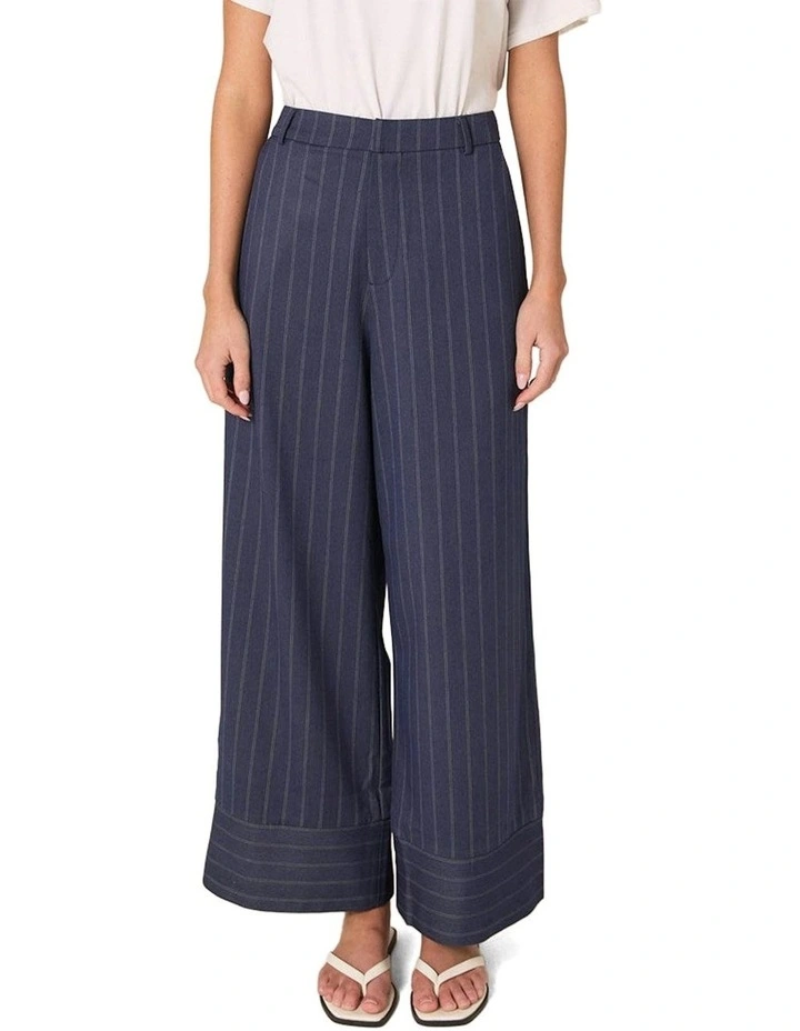 Zephyr Straight Leg Pant in Navy Pinstripe image 1