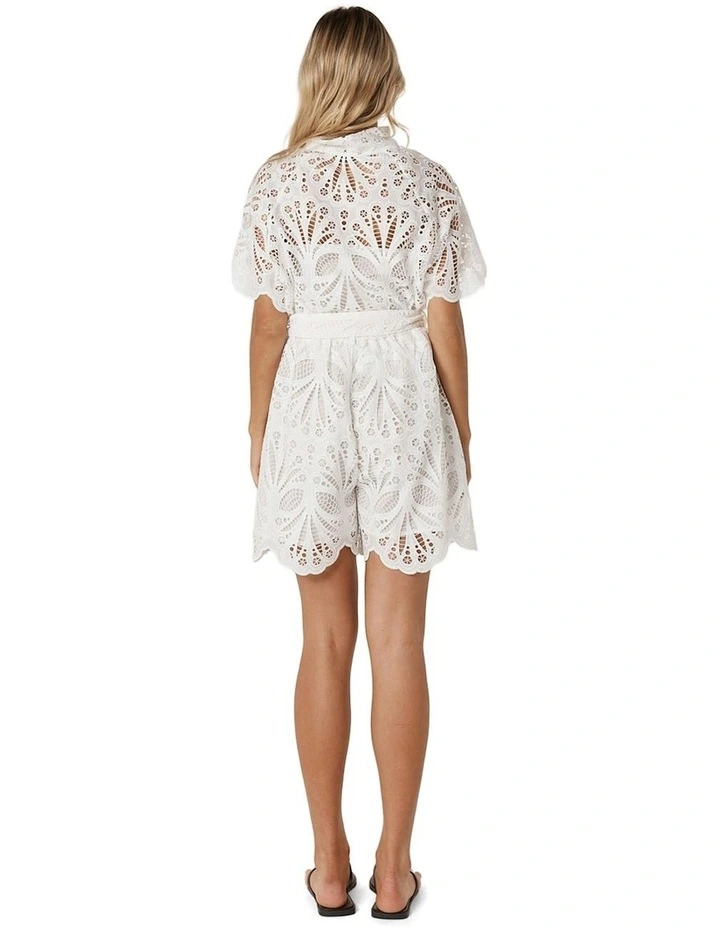 Elara Broderie Short in Ivory image 2