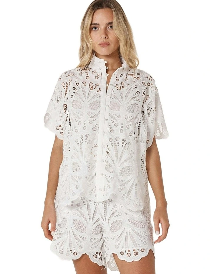 Elara Broderie Blouse in Ivory image 1