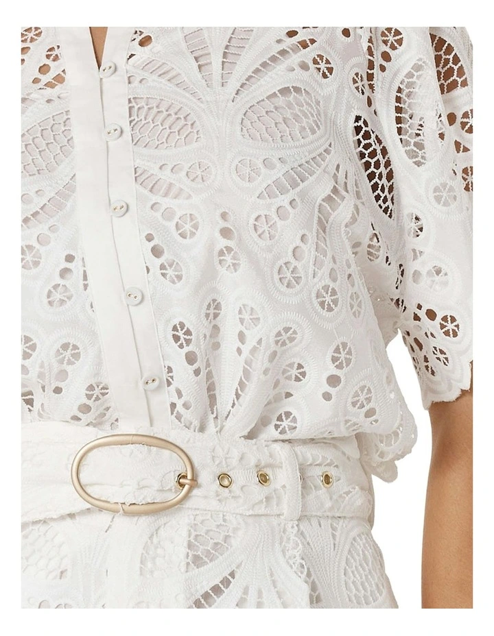 Elara Broderie Blouse in Ivory image 5