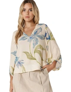 Anthea Blouse in White Floral