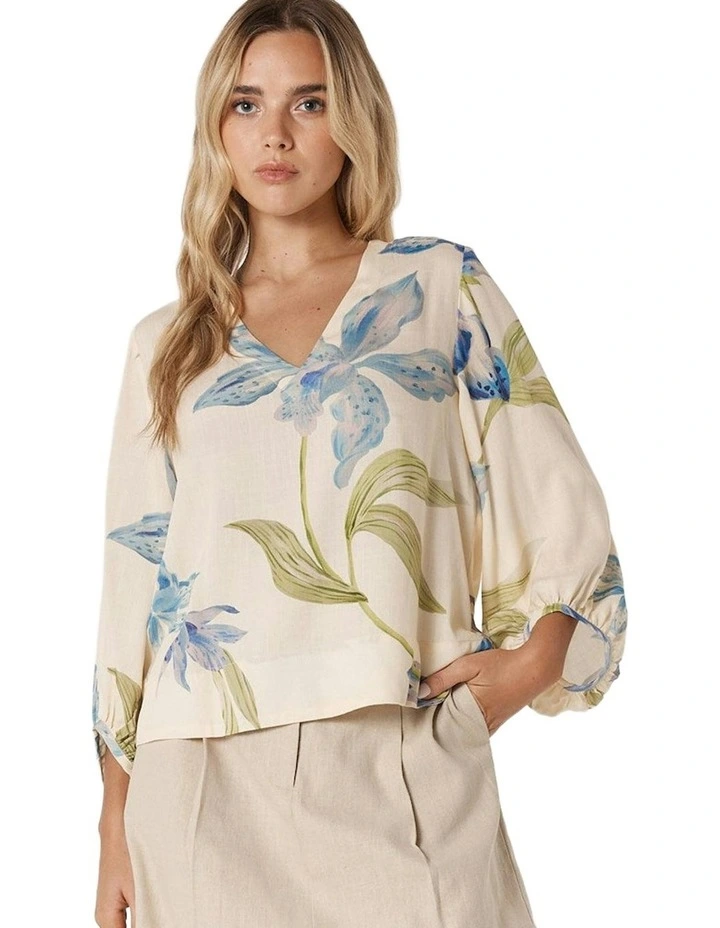 Anthea Blouse in White Floral image 1