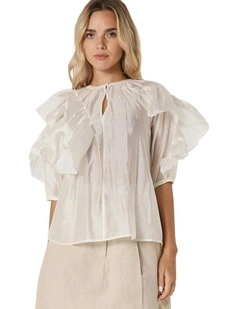 Celeste Ruffled Blouse in Ivory