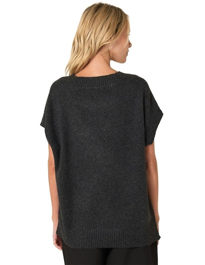 Rae V-Neck Vest in Black Marle image 2