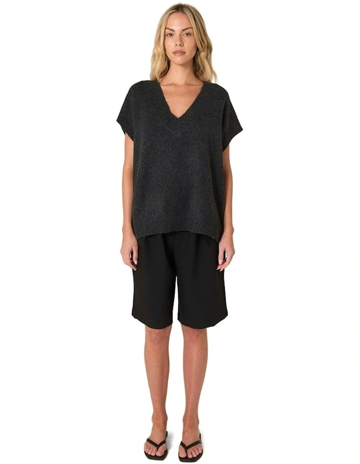 Rae V-Neck Vest in Black Marle image 4