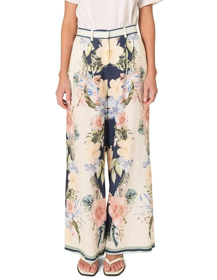 Solara Placement Print Pant in Navy Print image 1