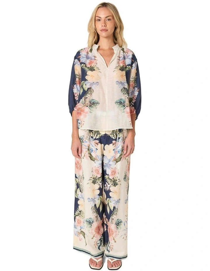 Solara Placement Print Pant in Navy Print image 4