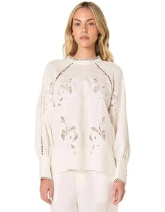 Aven Embroidered Blouse in White