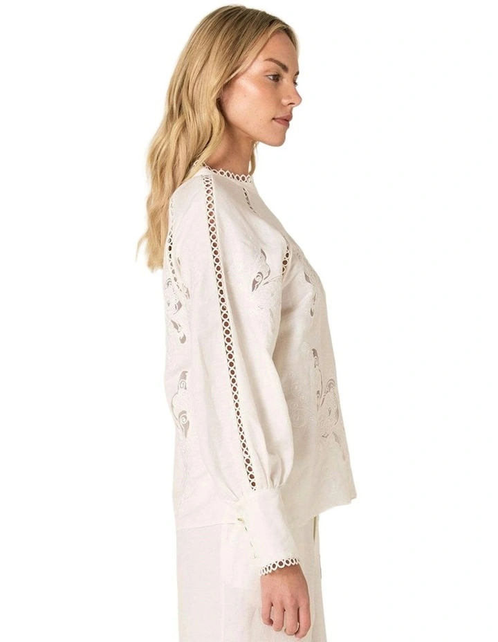 Aven Embroidered Blouse in White image 3