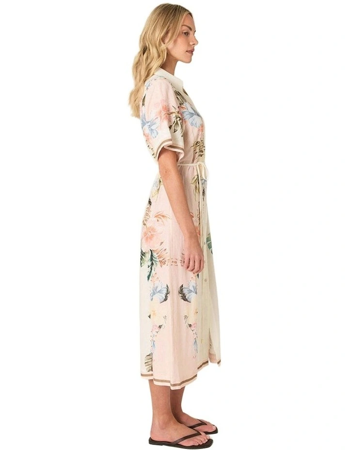 Solara Placement Print Shirt Dress in Pink Print image 3