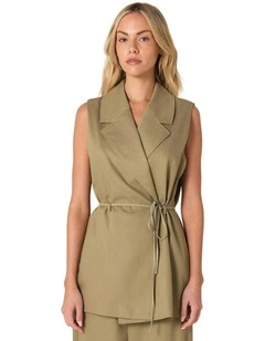 Zephyr Wrap Vest With Belt in Sage