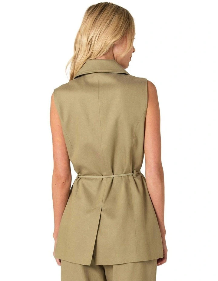 Zephyr Wrap Vest With Belt in Sage image 2