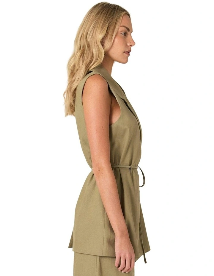 Zephyr Wrap Vest With Belt in Sage image 3