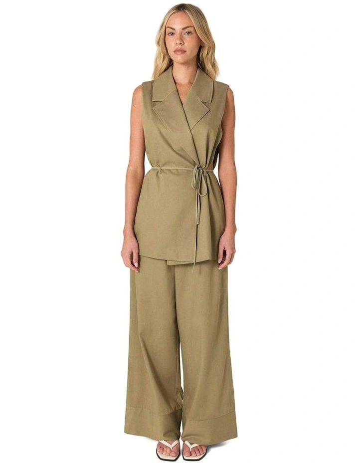 Zephyr Wrap Vest With Belt in Sage image 4