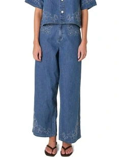 Sloane Embroidered Jeans in Mid Blue