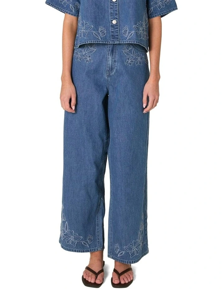 Sloane Embroidered Jeans in Mid Blue image 1