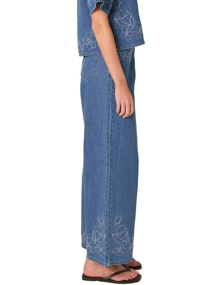 Sloane Embroidered Jeans in Mid Blue image 3