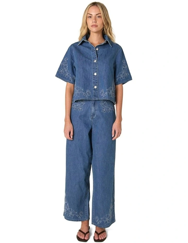 Sloane Embroidered Jeans in Mid Blue image 4
