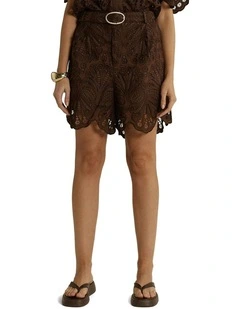 Elara Broderie Short in Chocolate