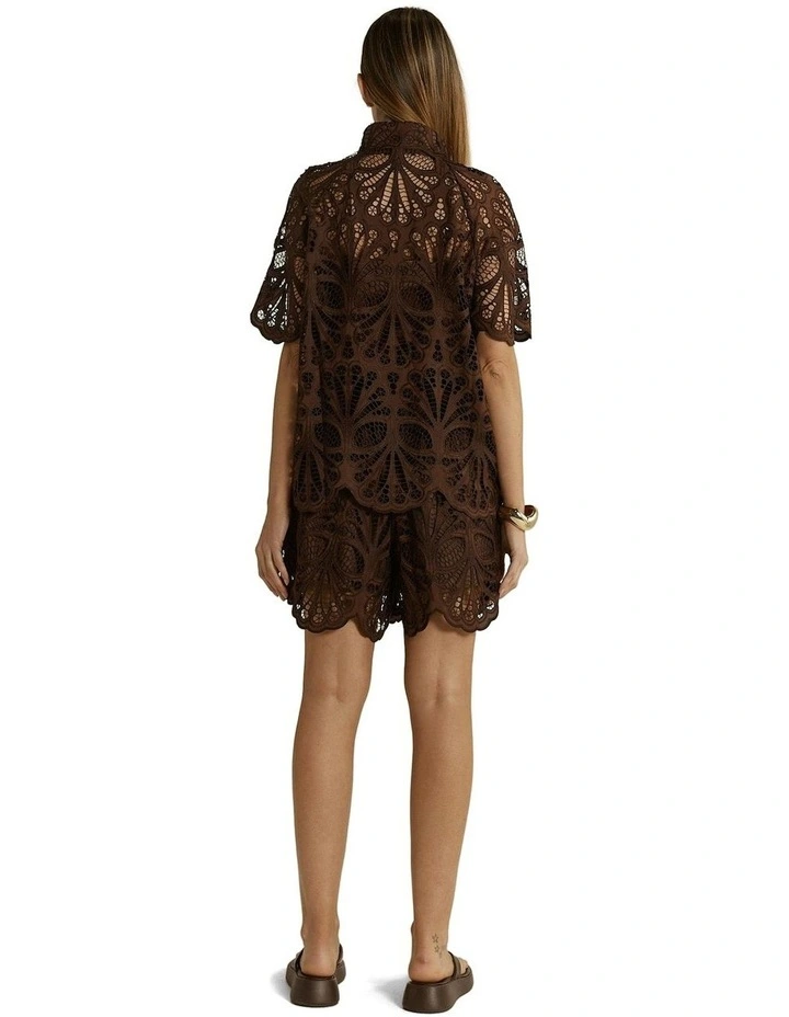 Elara Broderie Blouse in Chocolate image 2