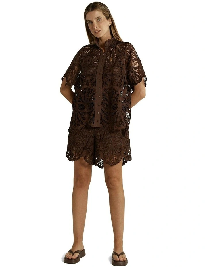 Elara Broderie Blouse in Chocolate image 4