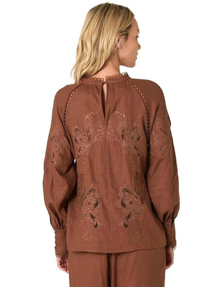 Aven Embroidered Blouse in Cinnamon image 2