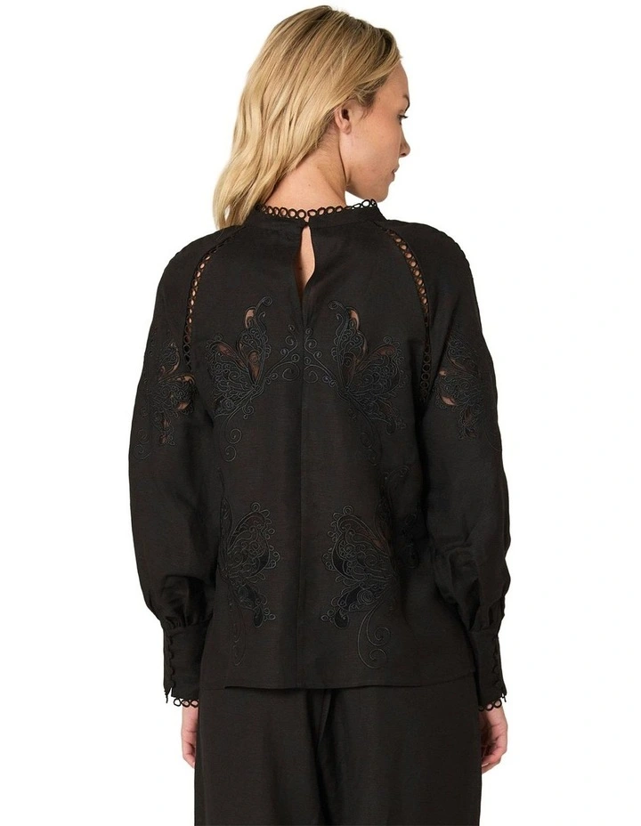 Aven Embroidered Blouse in Black image 2