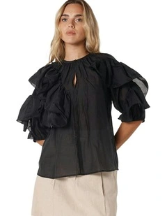 Celeste Ruffled Blouse in Black