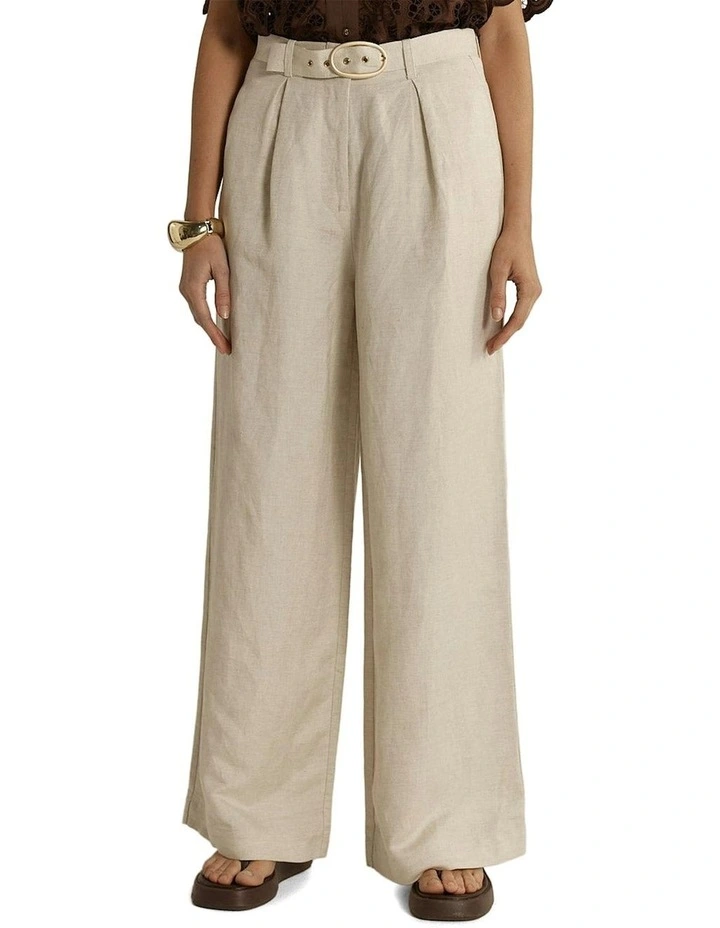 Amara Belted Pant in Flax image 1