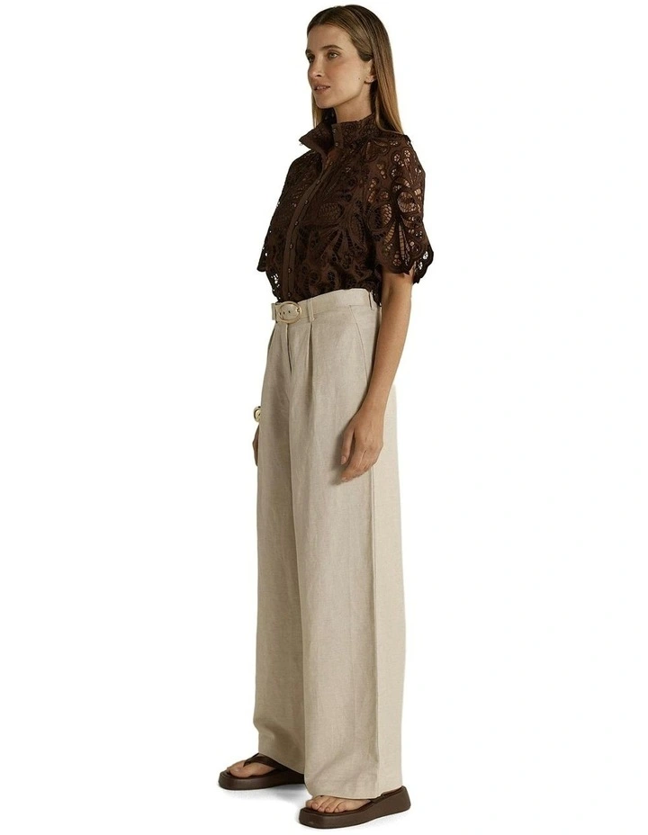 Amara Belted Pant in Flax image 3