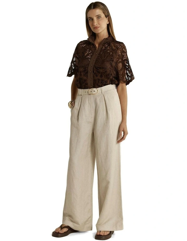 Amara Belted Pant in Flax image 4