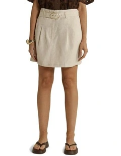 Amara Belted Skirt in Flax