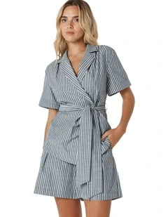 Marina Wrap Anorak Top in Navy Stripe