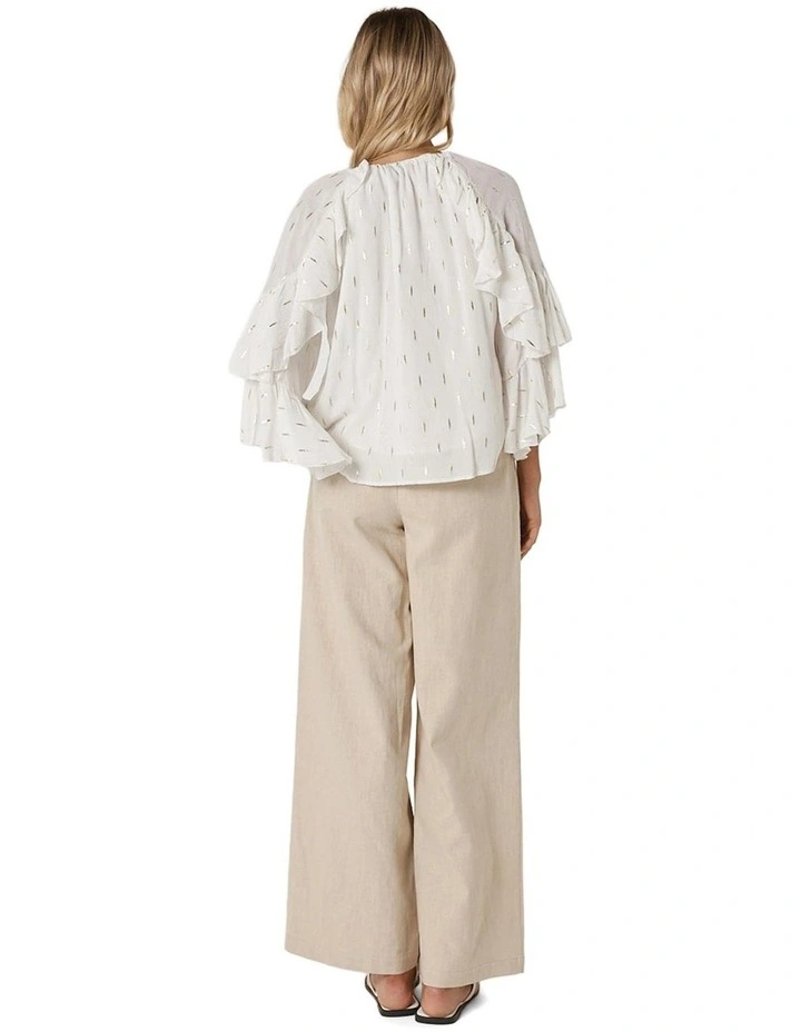 Delia Ruffle Top in White image 2