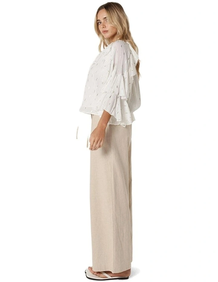 Delia Ruffle Top in White image 3