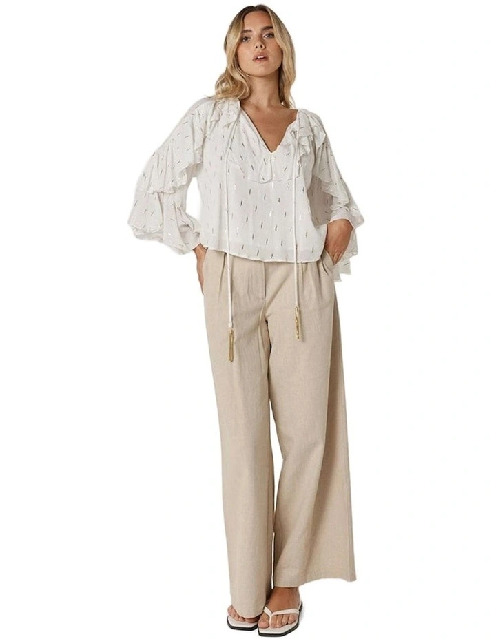 Delia Ruffle Top in White image 4